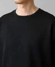 KHKED21049 a.v.v MEN(アー・ヴェ・ヴェ) 【イージーケア/洗濯機で洗える/毛玉になりにくい】キカジャガードクルーネックプルオーバー ブラック