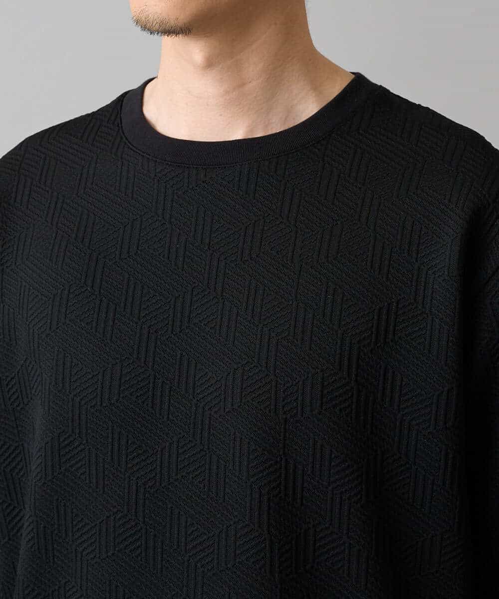 KHKED21049 a.v.v MEN(アー・ヴェ・ヴェ) 【イージーケア/洗濯機で洗える/毛玉になりにくい】キカジャガードクルーネックプルオーバー ブラック