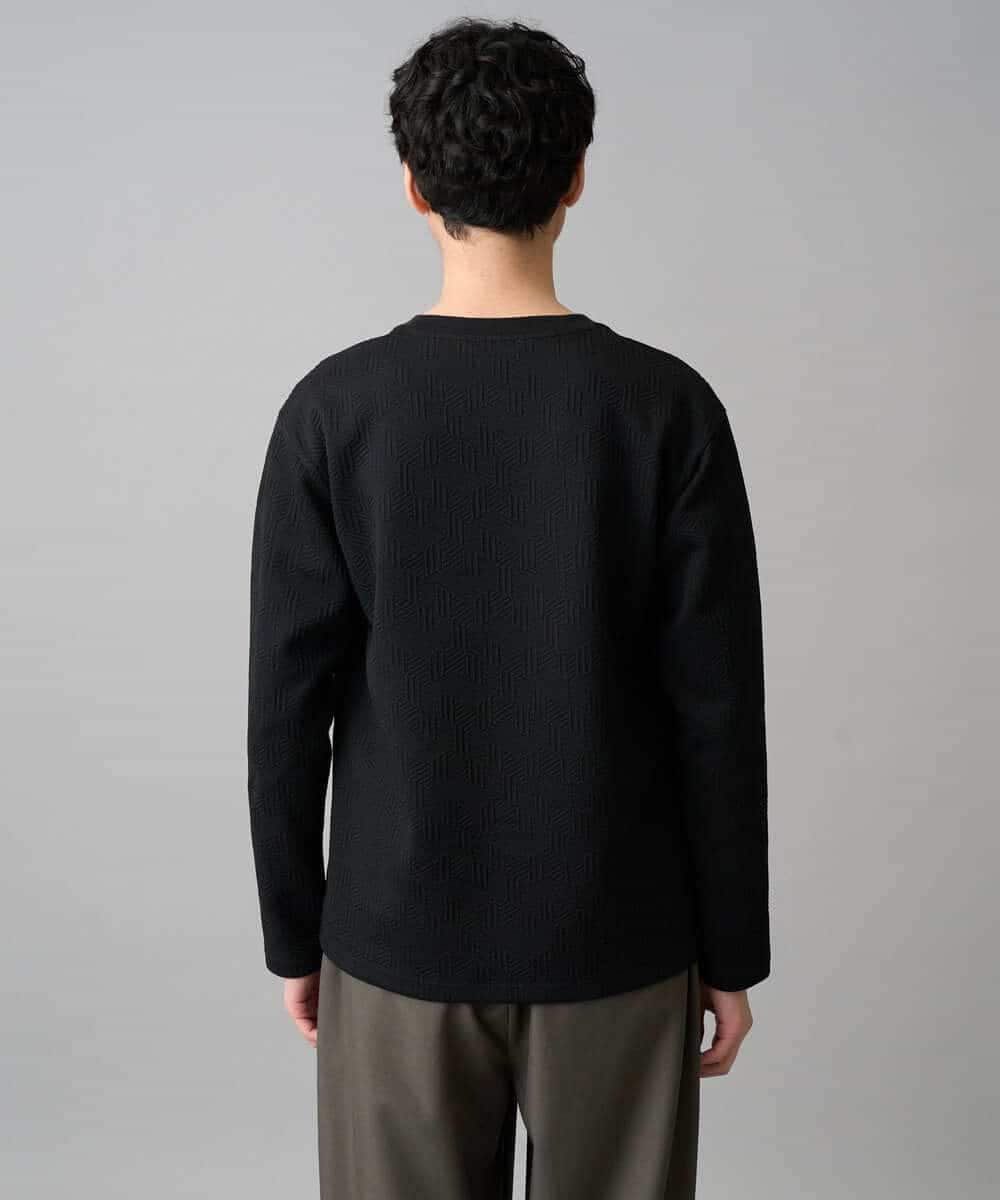 KHKED21049 a.v.v MEN(アー・ヴェ・ヴェ) 【イージーケア/洗濯機で洗える/毛玉になりにくい】キカジャガードクルーネックプルオーバー ブラック