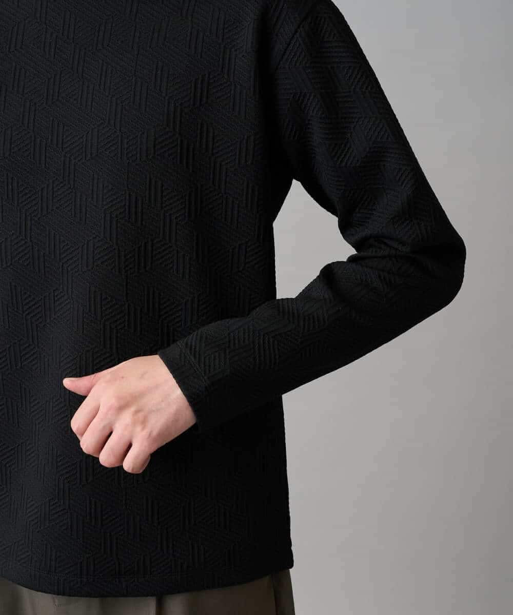 KHKED21049 a.v.v MEN(アー・ヴェ・ヴェ) 【イージーケア/洗濯機で洗える/毛玉になりにくい】キカジャガードクルーネックプルオーバー ブラック