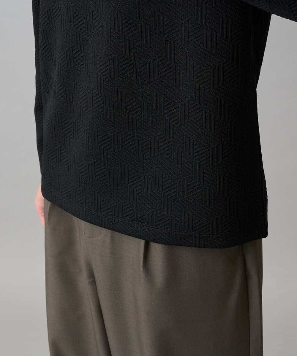 KHKED21049 a.v.v MEN(アー・ヴェ・ヴェ) 【イージーケア/洗濯機で洗える/毛玉になりにくい】キカジャガードクルーネックプルオーバー ブラック