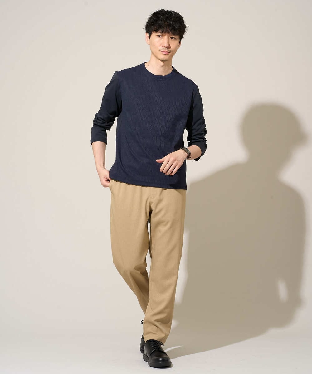 KHKED72049 a.v.v MEN(アー・ヴェ・ヴェ) 【スマート/イージーケア/洗濯機で洗える/毛玉になりにくい】オーバルジャガード ホワイト