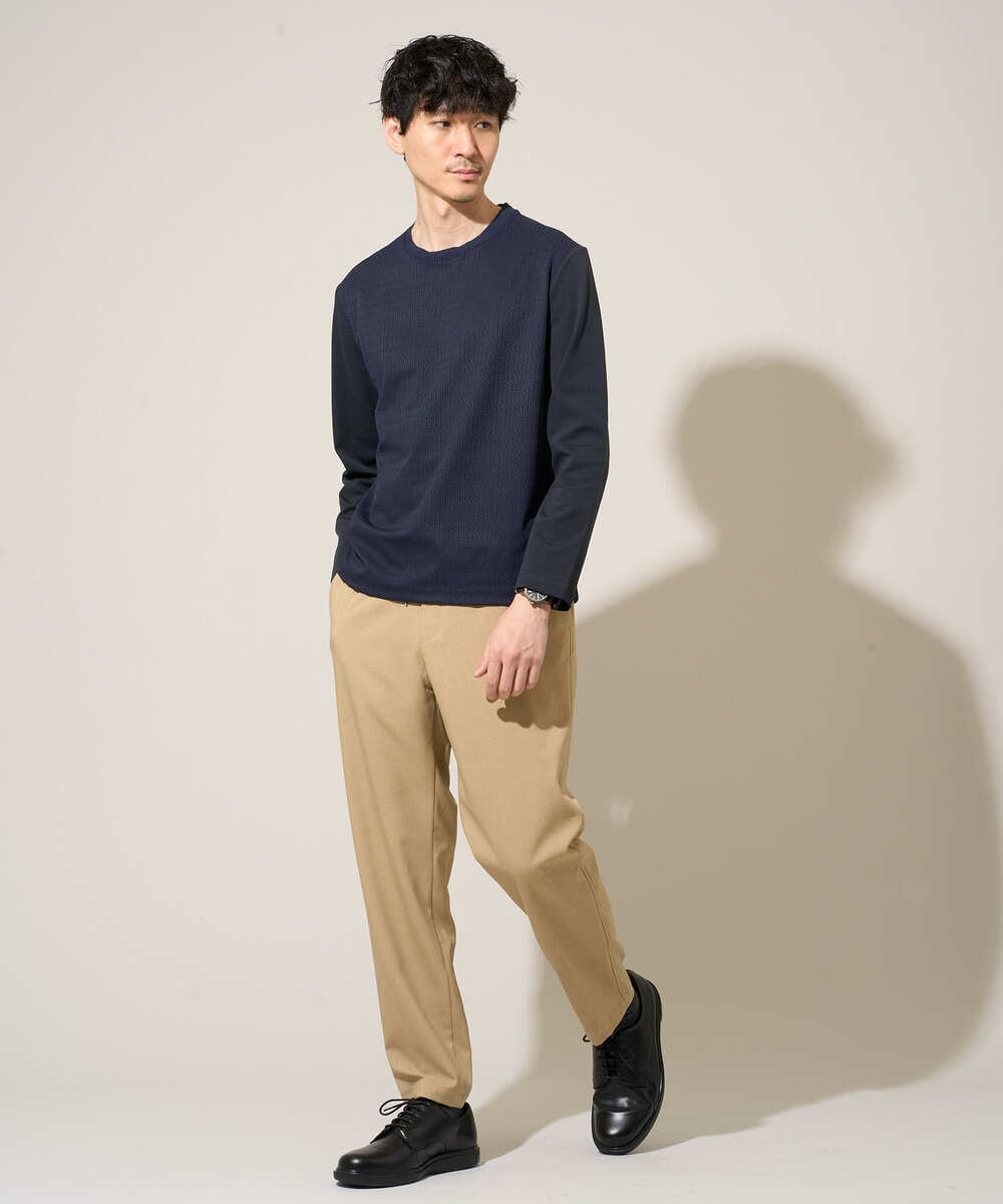 KHKED72049 a.v.v MEN(アー・ヴェ・ヴェ) 【スマート/イージーケア/洗濯機で洗える/毛玉になりにくい】オーバルジャガード ホワイト