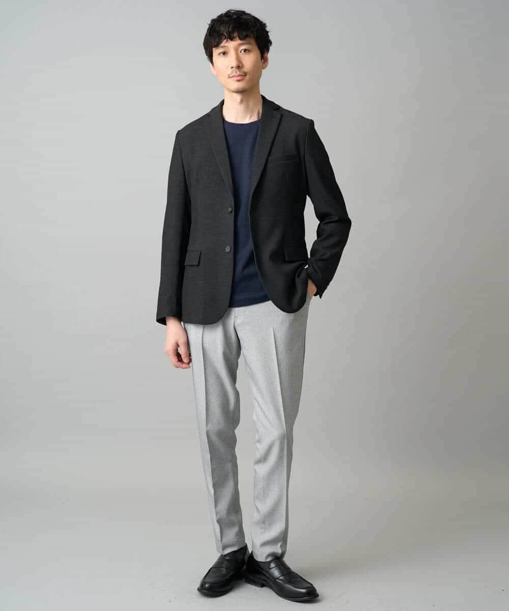 KHKED72049 a.v.v MEN(アー・ヴェ・ヴェ) 【スマート/イージーケア/洗濯機で洗える/毛玉になりにくい】オーバルジャガード ホワイト