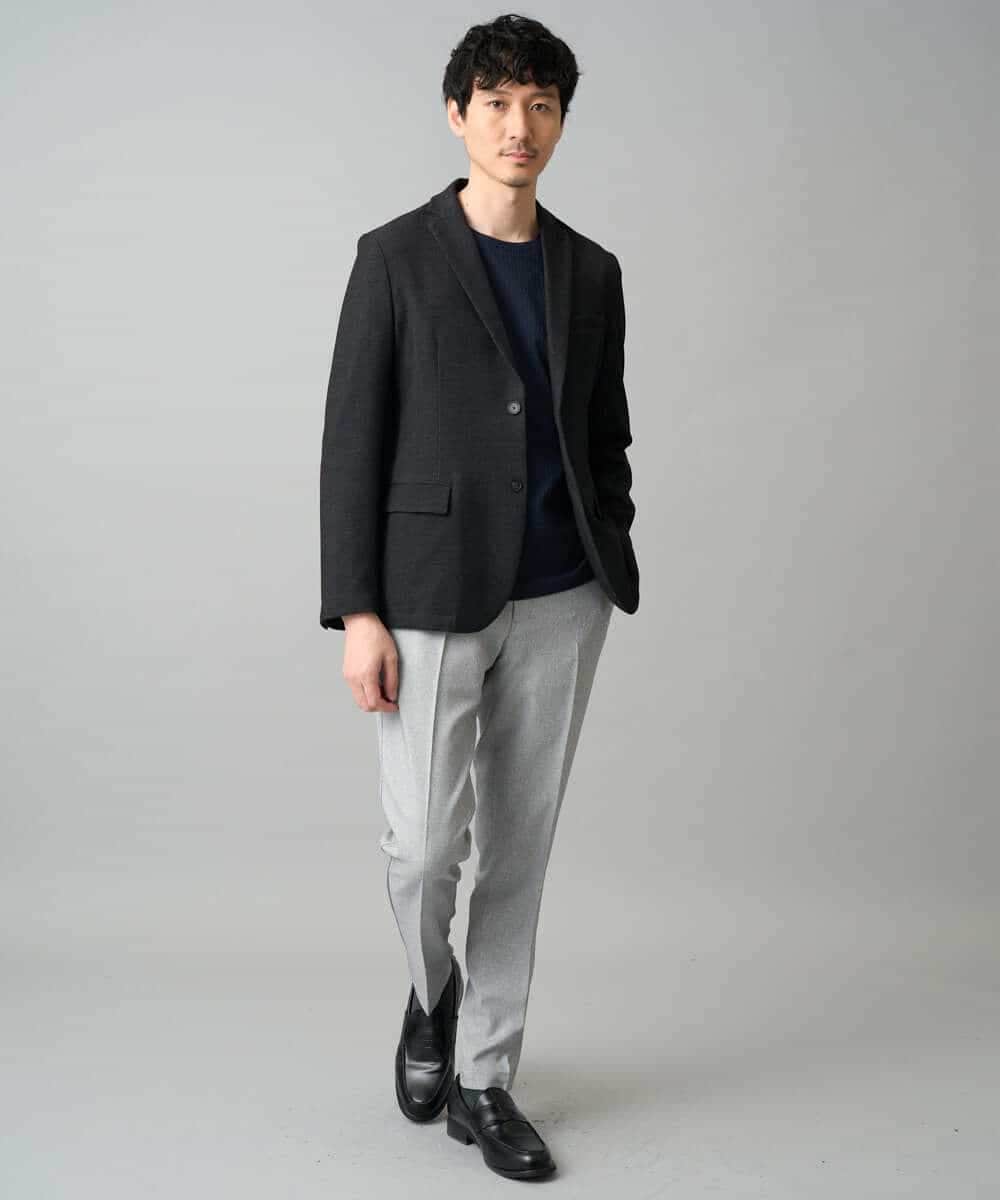 KHKED72049 a.v.v MEN(アー・ヴェ・ヴェ) 【スマート/イージーケア/洗濯機で洗える/毛玉になりにくい】オーバルジャガード ホワイト