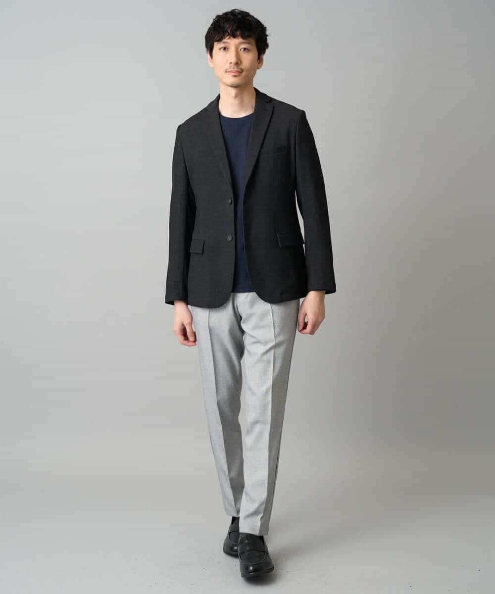 KHKED72049 a.v.v MEN(アー・ヴェ・ヴェ) 【スマート/イージーケア/洗濯機で洗える/毛玉になりにくい】オーバルジャガード ホワイト