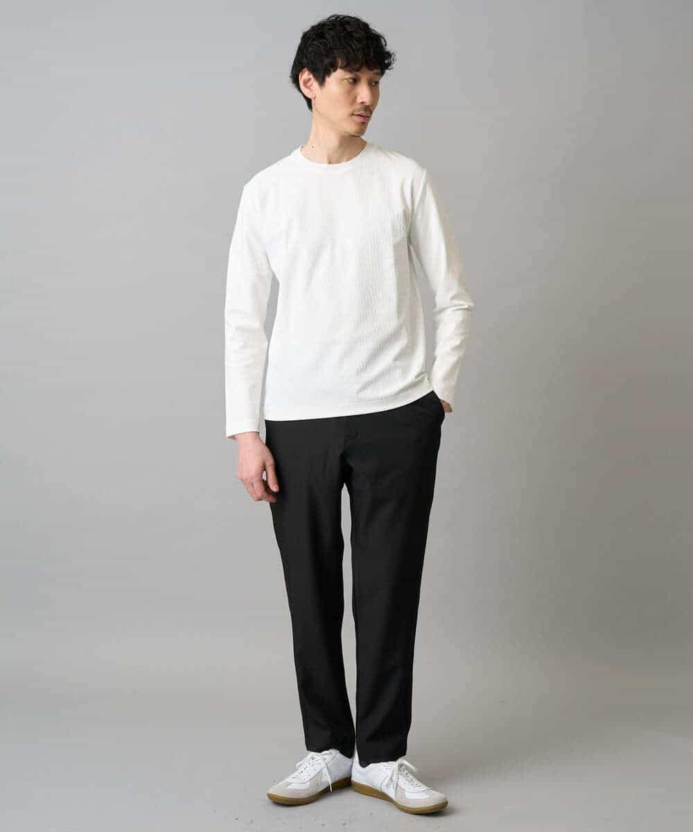 KHKED72049 a.v.v MEN(アー・ヴェ・ヴェ) 【スマート/イージーケア/洗濯機で洗える/毛玉になりにくい】オーバルジャガード ホワイト