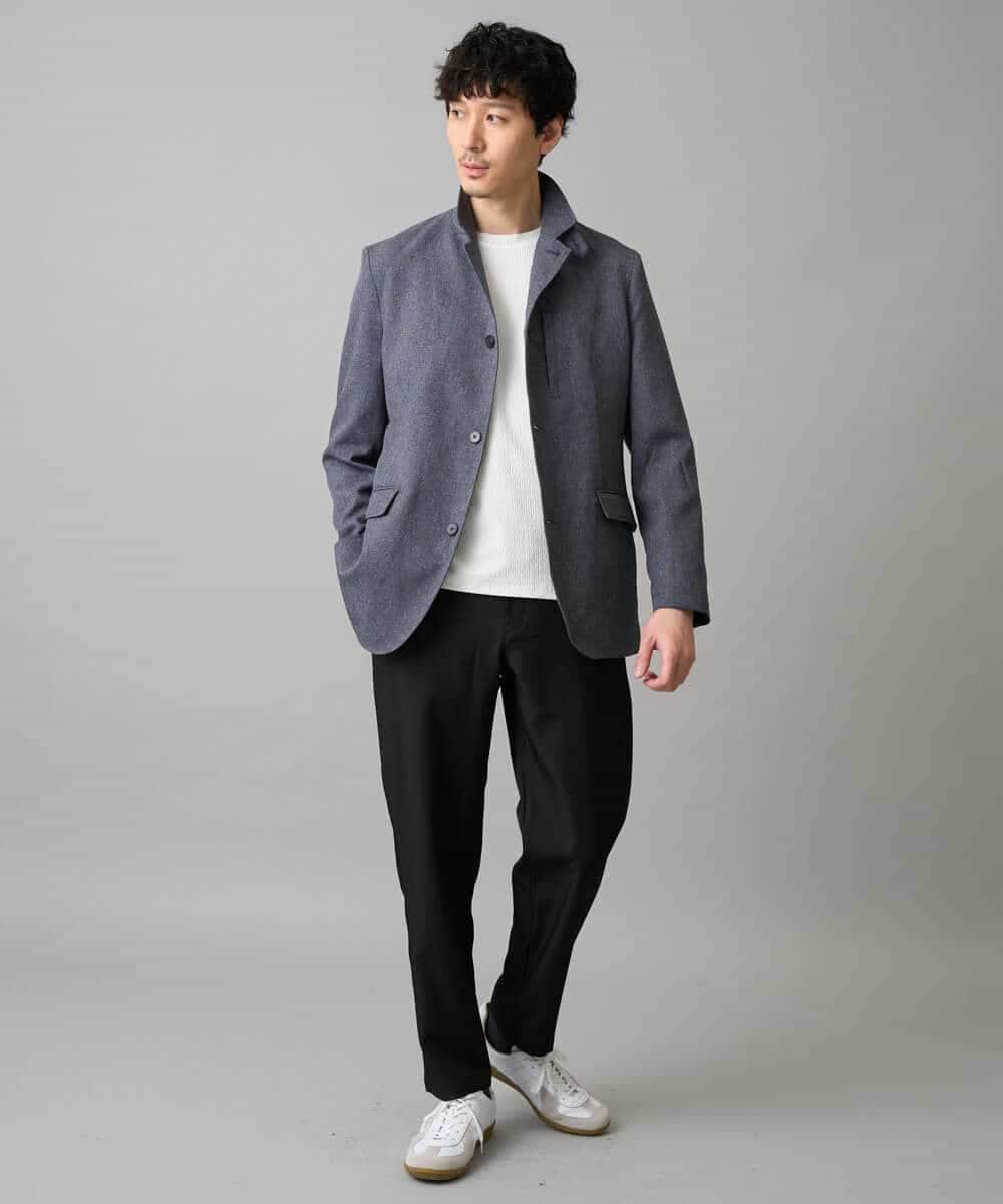 KHKED72049 a.v.v MEN(アー・ヴェ・ヴェ) 【スマート/イージーケア/洗濯機で洗える/毛玉になりにくい】オーバルジャガード ホワイト