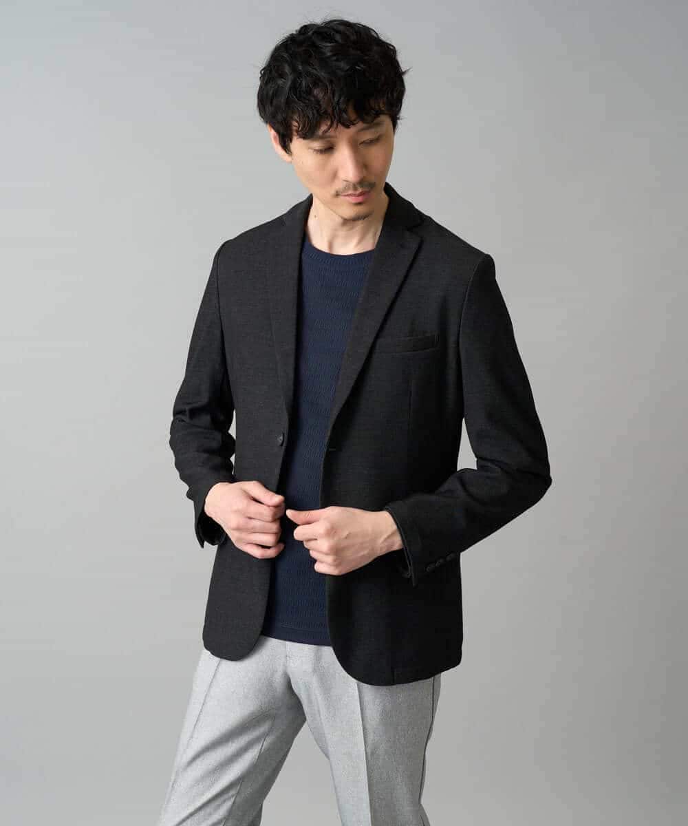 KHKED72049 a.v.v MEN(アー・ヴェ・ヴェ) 【スマート/イージーケア/洗濯機で洗える/毛玉になりにくい】オーバルジャガード ホワイト