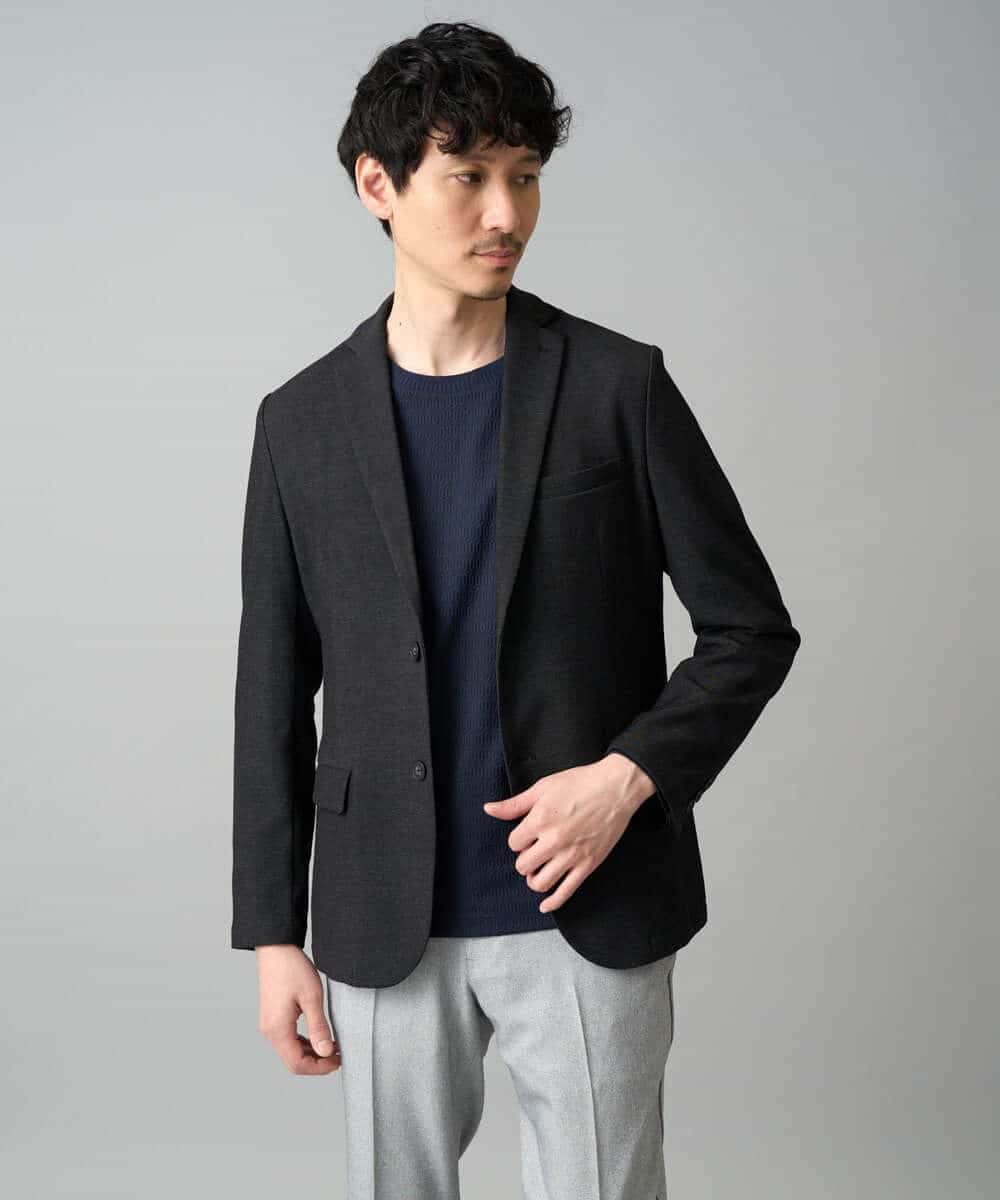 KHKED72049 a.v.v MEN(アー・ヴェ・ヴェ) 【スマート/イージーケア/洗濯機で洗える/毛玉になりにくい】オーバルジャガード ホワイト