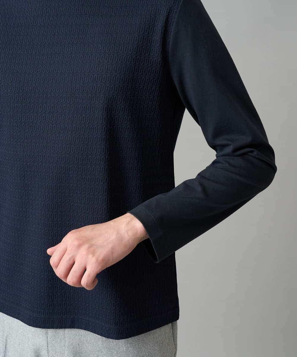 KHKED72049 a.v.v MEN(アー・ヴェ・ヴェ) 【スマート/イージーケア/洗濯機で洗える/毛玉になりにくい】オーバルジャガード ホワイト