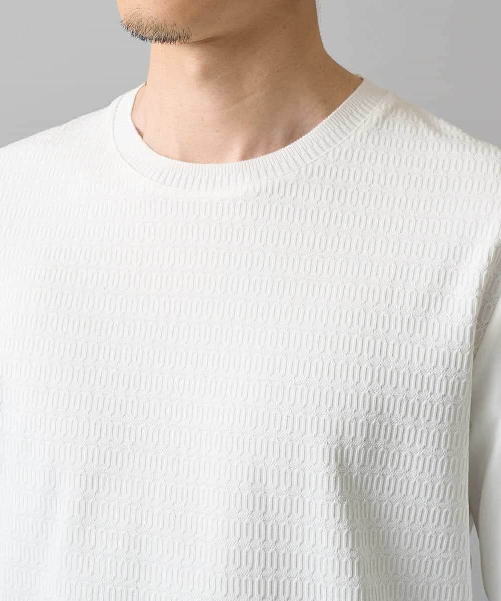 KHKED72049 a.v.v MEN(アー・ヴェ・ヴェ) 【スマート/イージーケア/洗濯機で洗える/毛玉になりにくい】オーバルジャガード ホワイト