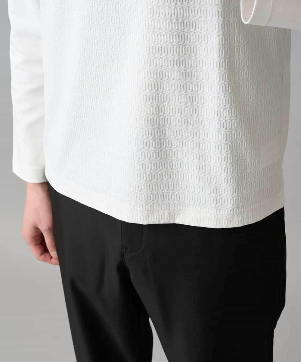 KHKED72049 a.v.v MEN(アー・ヴェ・ヴェ) 【スマート/イージーケア/洗濯機で洗える/毛玉になりにくい】オーバルジャガード ホワイト