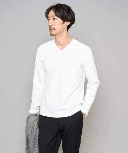 KHKED73049 a.v.v MEN 【スマート/イージーケア/洗濯機で洗える/毛玉になりにくい】アゼダブルフェイスVネックスマートTシャツ