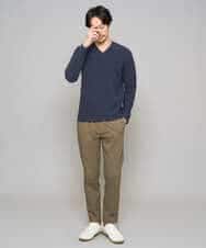 KHKED73049 a.v.v MEN(アー・ヴェ・ヴェ) 【スマート/イージーケア/洗濯機で洗える/毛玉になりにくい】アゼダブルフェイスVネックスマートTシャツ ライトグレー