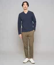 KHKED73049 a.v.v MEN(アー・ヴェ・ヴェ) 【スマート/イージーケア/洗濯機で洗える/毛玉になりにくい】アゼダブルフェイスVネックスマートTシャツ ライトグレー