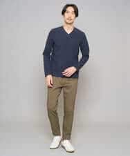 KHKED73049 a.v.v MEN(アー・ヴェ・ヴェ) 【スマート/イージーケア/洗濯機で洗える/毛玉になりにくい】アゼダブルフェイスVネックスマートTシャツ ライトグレー