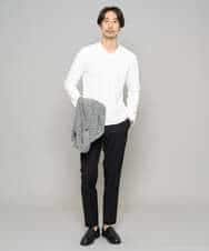 KHKED73049 a.v.v MEN(アー・ヴェ・ヴェ) 【スマート/イージーケア/洗濯機で洗える/毛玉になりにくい】アゼダブルフェイスVネックスマートTシャツ ライトグレー