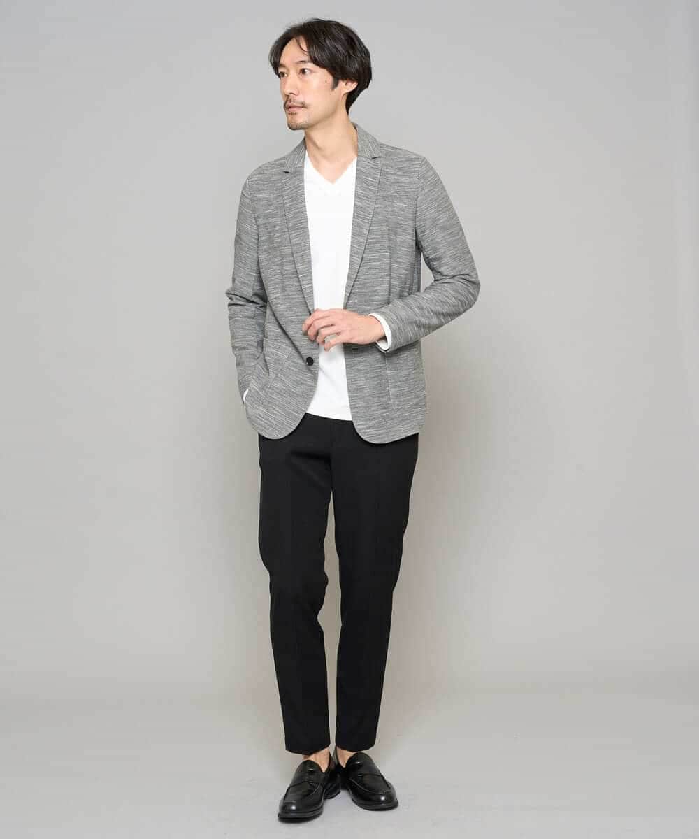 KHKED73049 a.v.v MEN(アー・ヴェ・ヴェ) 【スマート/イージーケア/洗濯機で洗える/毛玉になりにくい】アゼダブルフェイスVネックスマートTシャツ ライトグレー