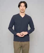 KHKED73049 a.v.v MEN(アー・ヴェ・ヴェ) 【スマート/イージーケア/洗濯機で洗える/毛玉になりにくい】アゼダブルフェイスVネックスマートTシャツ ライトグレー