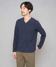 KHKED73049 a.v.v MEN(アー・ヴェ・ヴェ) 【スマート/イージーケア/洗濯機で洗える/毛玉になりにくい】アゼダブルフェイスVネックスマートTシャツ ライトグレー