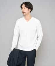 KHKED73049 a.v.v MEN(アー・ヴェ・ヴェ) 【スマート/イージーケア/洗濯機で洗える/毛玉になりにくい】アゼダブルフェイスVネックスマートTシャツ ライトグレー