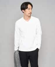 KHKED73049 a.v.v MEN(アー・ヴェ・ヴェ) 【スマート/イージーケア/洗濯機で洗える/毛玉になりにくい】アゼダブルフェイスVネックスマートTシャツ ライトグレー