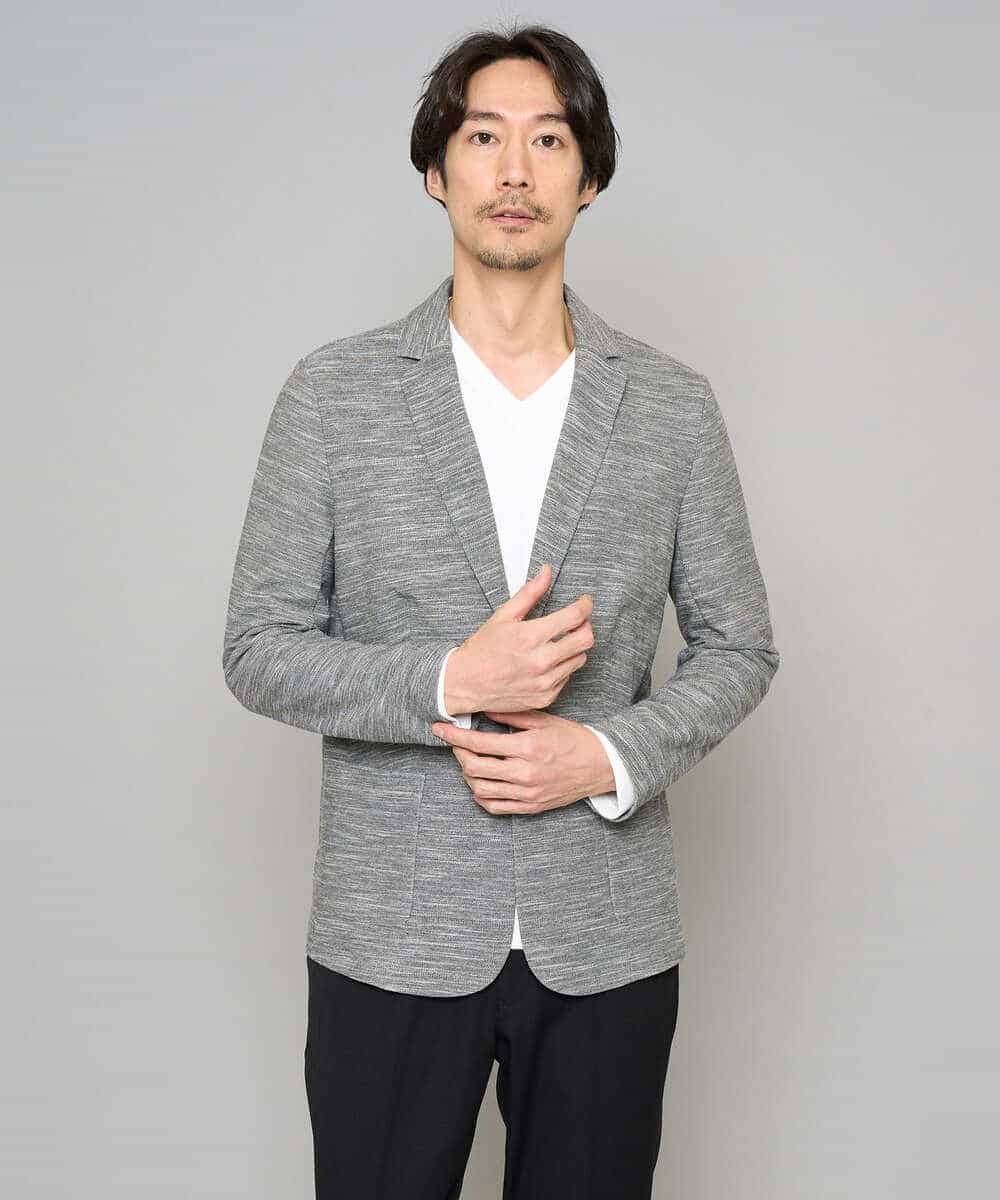 KHKED73049 a.v.v MEN(アー・ヴェ・ヴェ) 【スマート/イージーケア/洗濯機で洗える/毛玉になりにくい】アゼダブルフェイスVネックスマートTシャツ ライトグレー