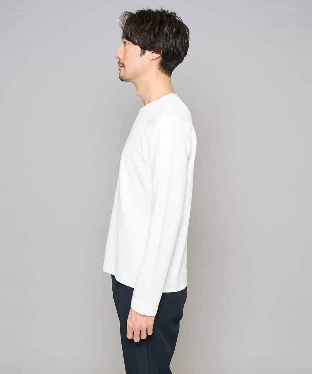 KHKED73049 a.v.v MEN(アー・ヴェ・ヴェ) 【スマート/イージーケア/洗濯機で洗える/毛玉になりにくい】アゼダブルフェイスVネックスマートTシャツ ライトグレー