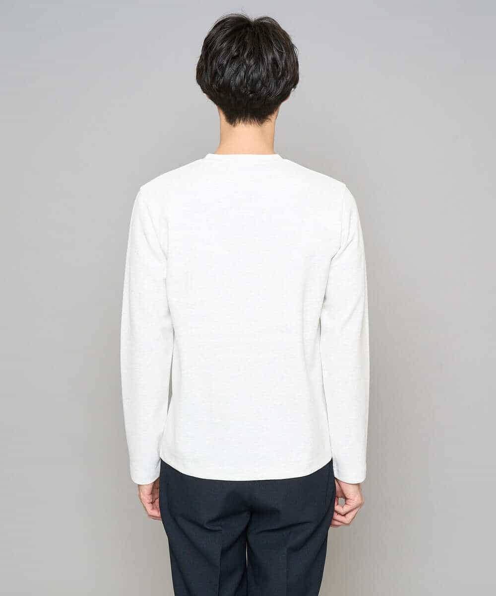 KHKED73049 a.v.v MEN(アー・ヴェ・ヴェ) 【スマート/イージーケア/洗濯機で洗える/毛玉になりにくい】アゼダブルフェイスVネックスマートTシャツ ライトグレー