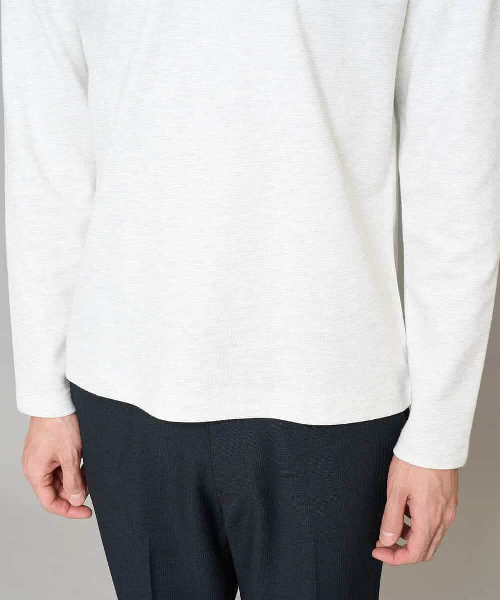 KHKED73049 a.v.v MEN(アー・ヴェ・ヴェ) 【スマート/イージーケア/洗濯機で洗える/毛玉になりにくい】アゼダブルフェイスVネックスマートTシャツ ライトグレー