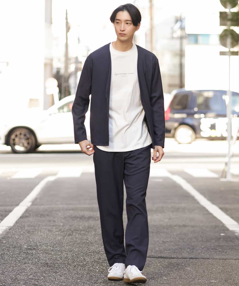 KHKEP05029 a.v.v MEN(アー・ヴェ・ヴェ) レイヤードミニロゴロングTシャツ ホワイト