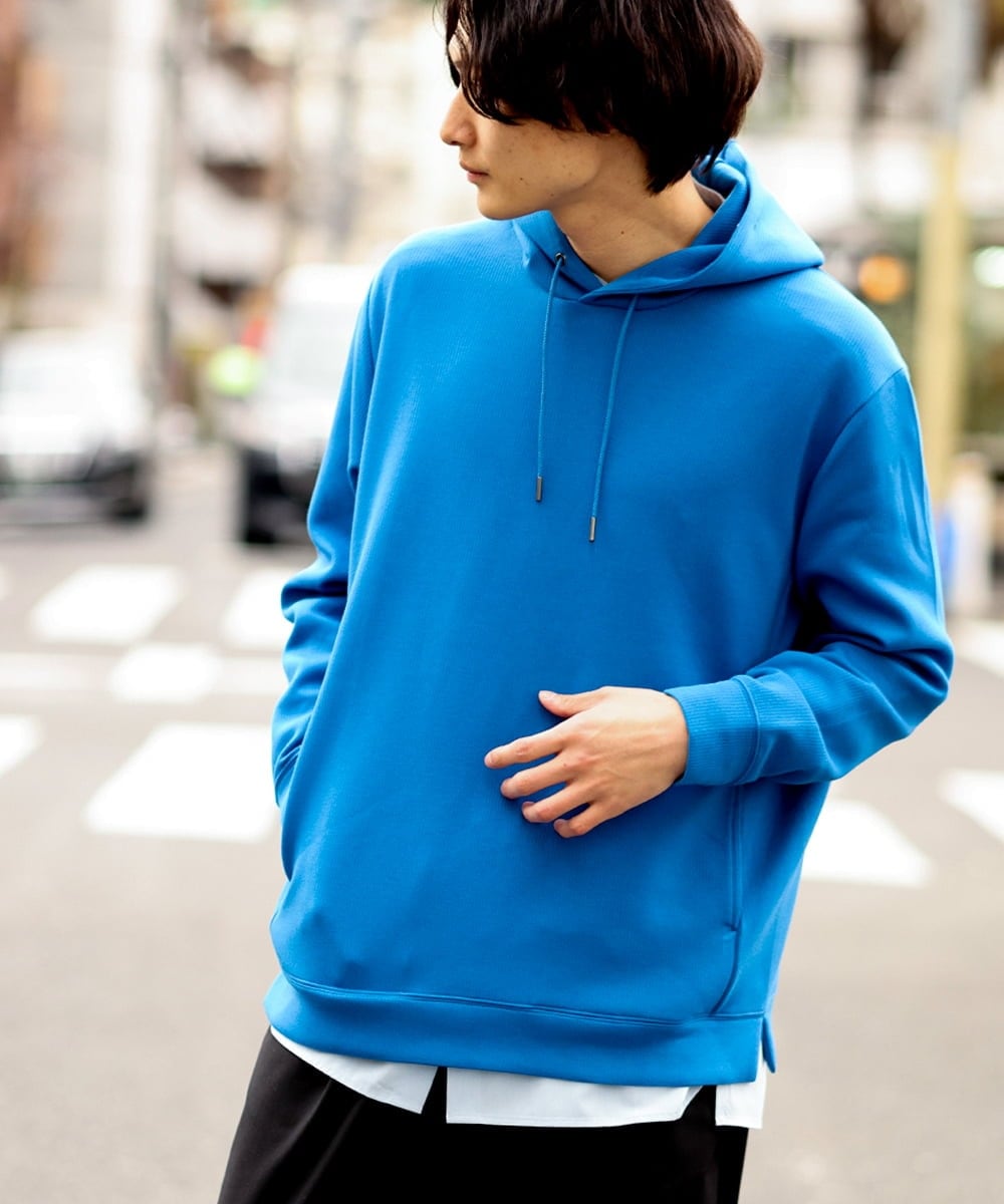 KHKES01054 a.v.v MEN(アー・ヴェ・ヴェ) 【S-XXL】なめらかダンボールパーカー ブルー