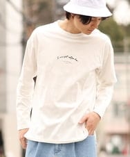 KHKES05034 a.v.v MEN(アー・ヴェ・ヴェ) レイヤードミニロゴロングTシャツ ホワイト