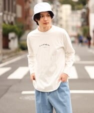 KHKES05034 a.v.v MEN(アー・ヴェ・ヴェ) レイヤードミニロゴロングTシャツ ホワイト