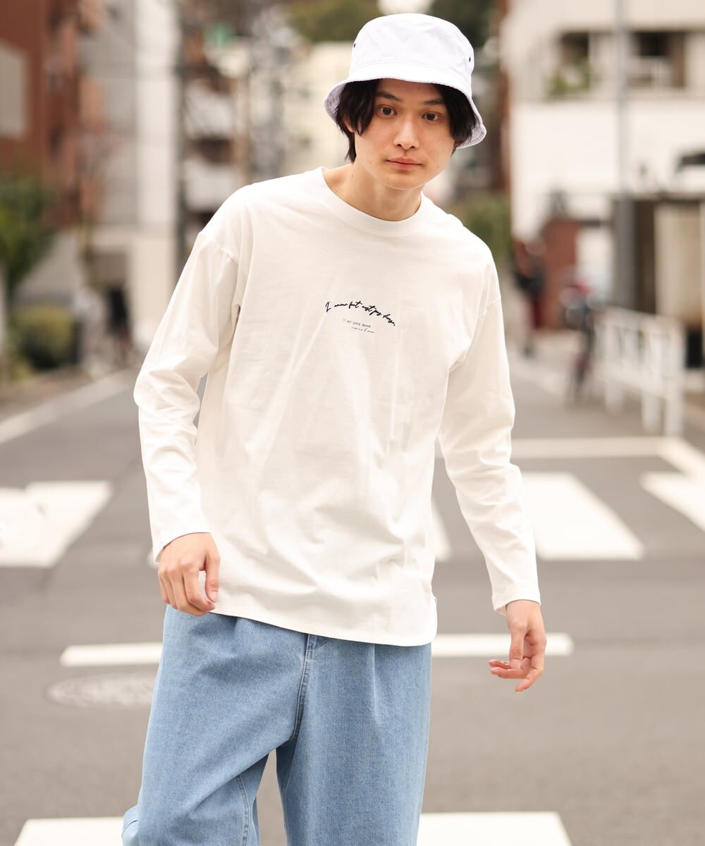 KHKES05034 a.v.v MEN(アー・ヴェ・ヴェ) レイヤードミニロゴロングTシャツ ホワイト