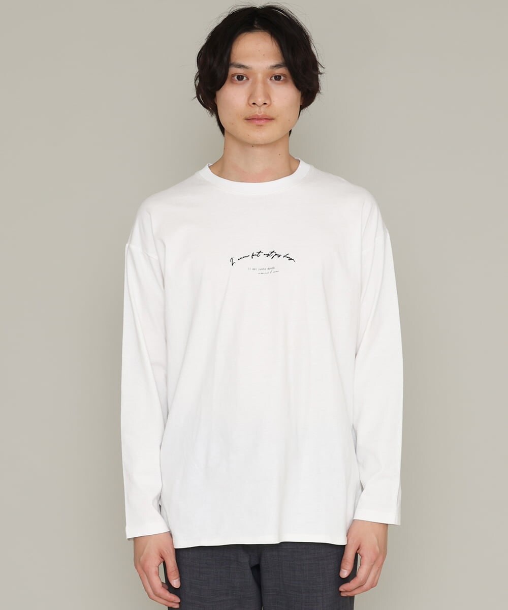 KHKES05034 a.v.v MEN(アー・ヴェ・ヴェ) レイヤードミニロゴロングTシャツ ホワイト