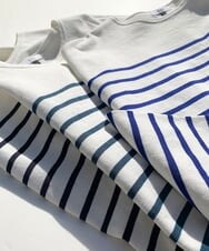 KHKES06044 a.v.v MEN(アー・ヴェ・ヴェ) ボーダーワイドシルエットカットソー(長袖） ブルー