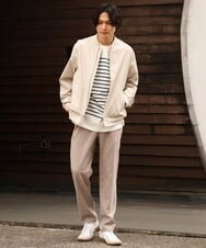 KHKES06044 a.v.v MEN(アー・ヴェ・ヴェ) ボーダーワイドシルエットカットソー(長袖） ブルー