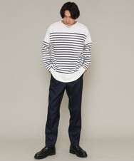 KHKES06044 a.v.v MEN(アー・ヴェ・ヴェ) ボーダーワイドシルエットカットソー(長袖） ブルー