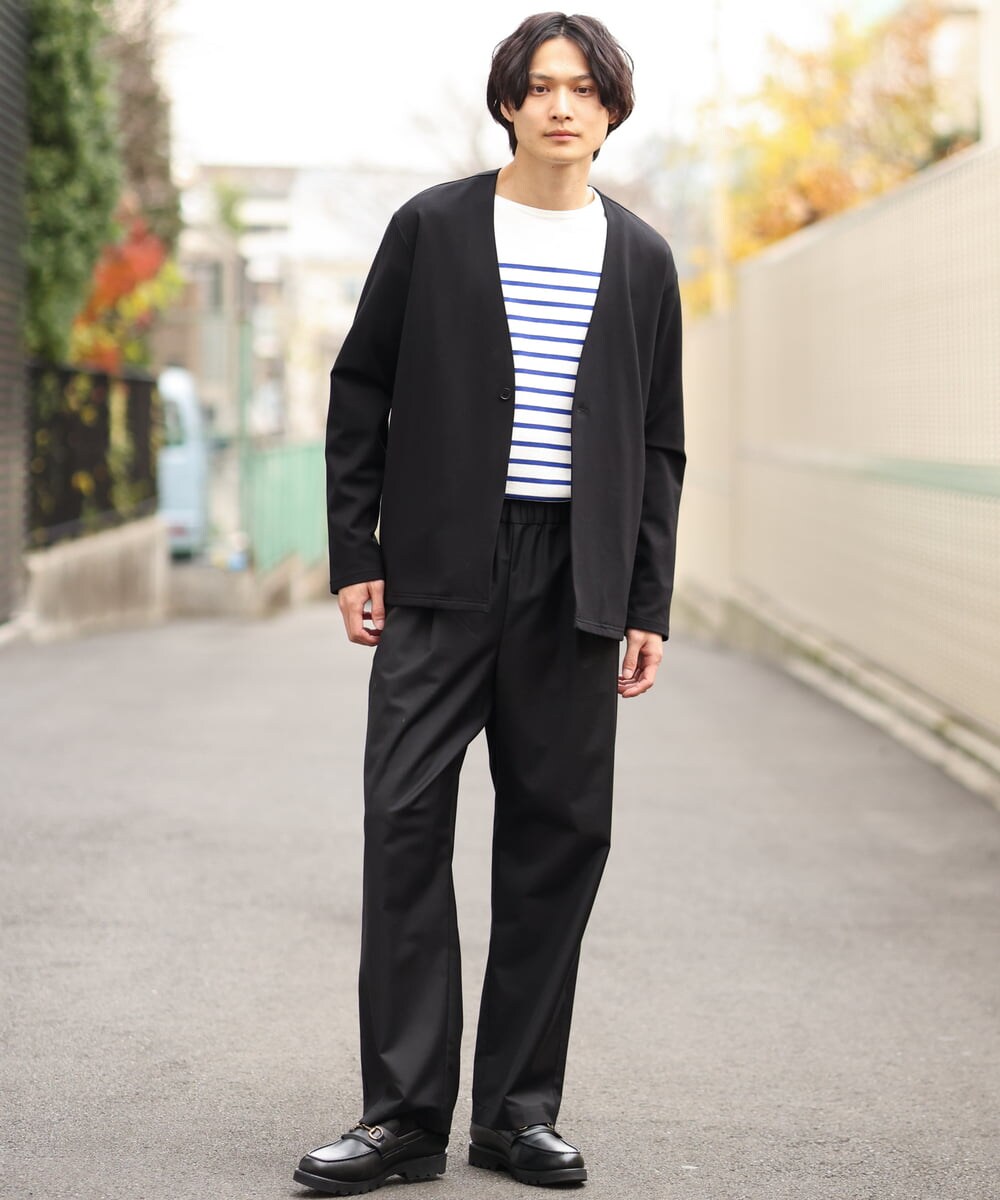 KHKES06044 a.v.v MEN(アー・ヴェ・ヴェ) ボーダーワイドシルエットカットソー(長袖） ブルー