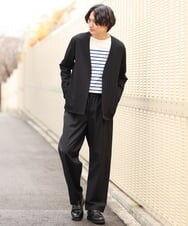 KHKES06044 a.v.v MEN(アー・ヴェ・ヴェ) ボーダーワイドシルエットカットソー(長袖） ブルー