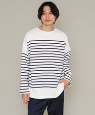 KHKES06044 a.v.v MEN(アー・ヴェ・ヴェ) ボーダーワイドシルエットカットソー(長袖） ブルー