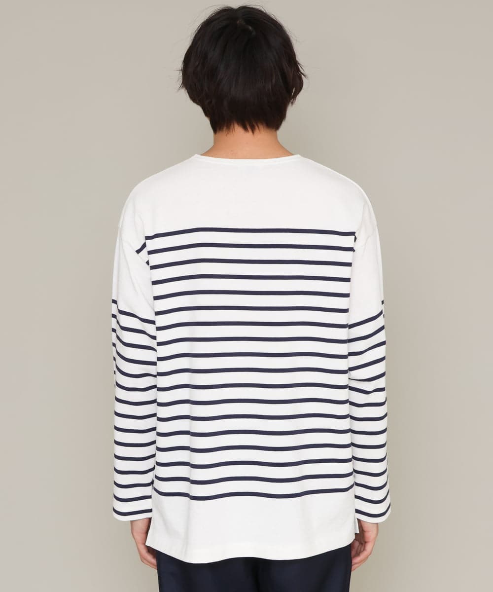 KHKES06044 a.v.v MEN(アー・ヴェ・ヴェ) ボーダーワイドシルエットカットソー(長袖） ブルー