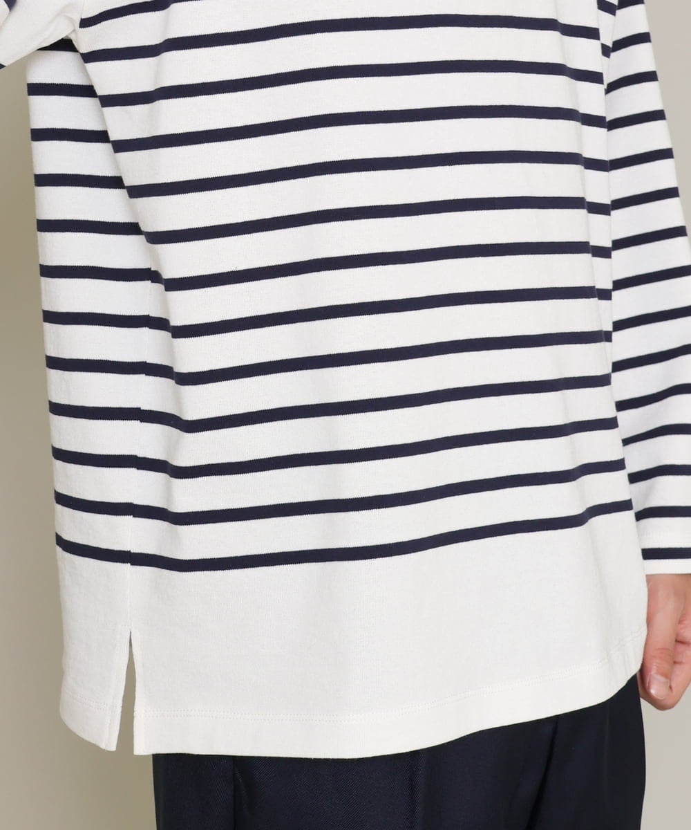 KHKES06044 a.v.v MEN(アー・ヴェ・ヴェ) ボーダーワイドシルエットカットソー(長袖） ブルー
