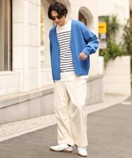 KHKES06044 a.v.v MEN(アー・ヴェ・ヴェ) ボーダーワイドシルエットカットソー(長袖） ブルー