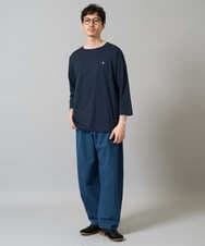 KHKFA20034 a.v.v MEN(アー・ヴェ・ヴェ) 【毛玉になりにくい】エッフェル塔刺繍ボートネックカットソー ライトグレー