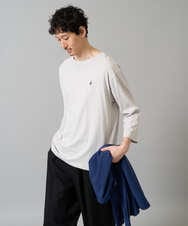 KHKFA20034 a.v.v MEN(アー・ヴェ・ヴェ) 【毛玉になりにくい】エッフェル塔刺繍ボートネックカットソー ライトグレー