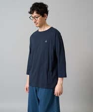 KHKFA20034 a.v.v MEN(アー・ヴェ・ヴェ) 【毛玉になりにくい】エッフェル塔刺繍ボートネックカットソー ライトグレー