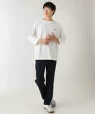 KHKFA20034 a.v.v MEN(アー・ヴェ・ヴェ) 【接触冷感/毛玉になりにくい】エッフェル塔刺繍ボートネックカットソー ライトグレー